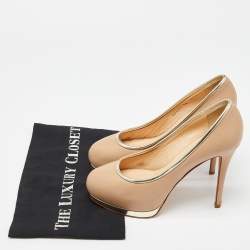 Giuseppe Zanotti Beige Leather Platform Round Toe Pumps Size 36