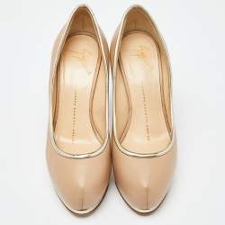 Giuseppe Zanotti Beige Leather Platform Round Toe Pumps Size 36