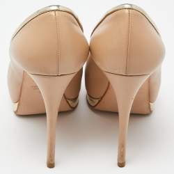 Giuseppe Zanotti Beige Leather Platform Round Toe Pumps Size 36