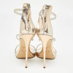 Pre Owned Giuseppe Zanotti Metallic Leather Harmony Sandals Size 39