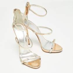 Pre Owned Giuseppe Zanotti Metallic Leather Harmony Sandals Size 39