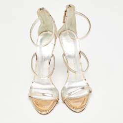 Pre Owned Giuseppe Zanotti Metallic Leather Harmony Sandals Size 39