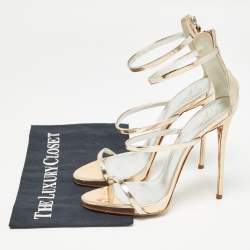 Pre Owned Giuseppe Zanotti Metallic Leather Harmony Sandals Size 39