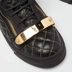 مملوكة مسبقًا Giuseppe Zanotti Black Quilted Leather Coby High Top Sneakers Size 38.5