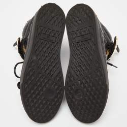 مملوكة مسبقًا Giuseppe Zanotti Black Quilted Leather Coby High Top Sneakers Size 38.5