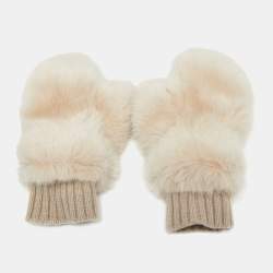 Givenchy Ivory Cashmere & Faux Fur Mittens