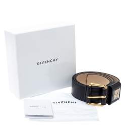 Pre Owned Givenchy Black Leather Buckle Belt 82CM