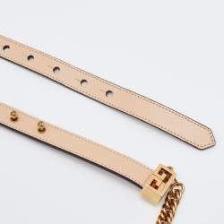 Pre Owned Givenchy Beige Turn-lock Smooth Leather Chain Belt 70 CM