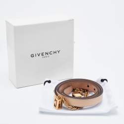 Pre Owned Givenchy Beige Turn-lock Smooth Leather Chain Belt 70 CM