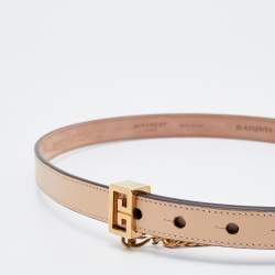 Pre Owned Givenchy Beige Turn-lock Smooth Leather Chain Belt 70 CM