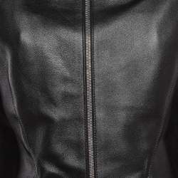 Pre Owned Givenchy Black Leather Peplum Zip Up Leather Jacket M
