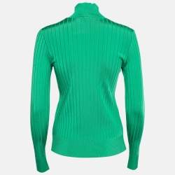 Pre Owned Givenchy Green Rib Knit Turtle Neck Sweater M