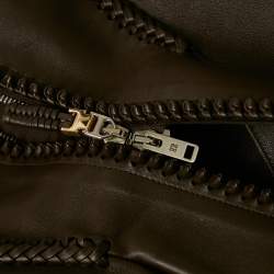 Givenchy Brown Braided Leather Peplum Vest S