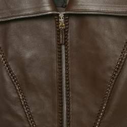 Givenchy Brown Braided Leather Peplum Vest S