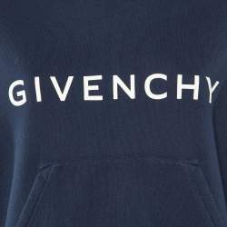 Pre Owned Givenchy Navy Blue Logo Print Cotton Hoodie & Trousers Set S