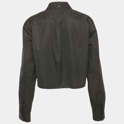 Pre Owned Givenchy Black Poplin Crop Shirt M