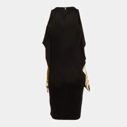 Pre Owned Givenchy Black Printed Cotton Overlay Detail Mini Dress XS 