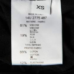 Pre Owned Givenchy Black Printed Cotton Overlay Detail Mini Dress XS 