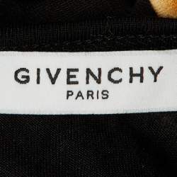Pre Owned Givenchy Black Printed Cotton Overlay Detail Mini Dress XS 