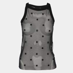 Pre Owned Givenchy Black Logo Tulle Tank Top XS