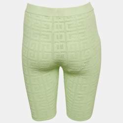 Pre Owned Givenchy Green Stretch Mesh Logo Biker Shorts M
