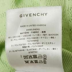 Pre Owned Givenchy Green Stretch Mesh Logo Biker Shorts M