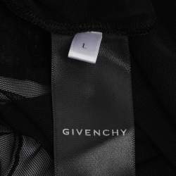 Pre Owned Givenchy Black 4G Mesh Long Sleeves Mock Neck Bodysuit L