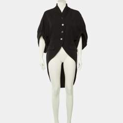Pre Owned Givenchy Black Wool Button Front Asymmetric Hem Jacket M