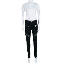 Pre Owned Givenchy Black Knit Zip Detail Moto Jeggings S