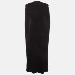 Pre Owned Givenchy Black Wool Rib Knit Cape Maxi Dress XS