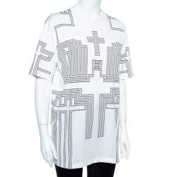 Pre Owned Givenchy White Cotton Jersey Geometric Cross Print T-Shirt S