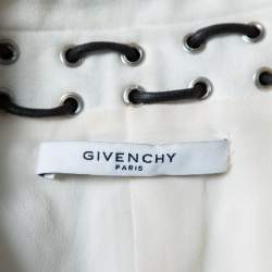 Pre Owned Givenchy Monochrome Denim Cutout Sleeve Lace Tie Detail Cropped Jacket M