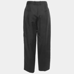 Givenchy Black Mohair Wool Side-Band Detail Trousers M