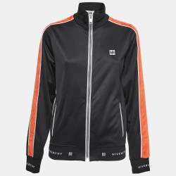Givenchy Black Knit Side-Stripe Logo Zip Front Jacket M