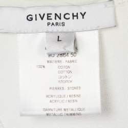 مملوكة مسبقًا Givenchy White Printed Embellished Tank Mini Dress & Black Overlay T-Shirt L