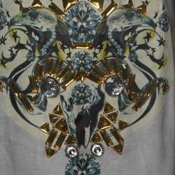 مملوكة مسبقًا Givenchy White Printed Embellished Tank Mini Dress & Black Overlay T-Shirt L