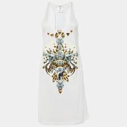 مملوكة مسبقًا Givenchy White Printed Embellished Tank Mini Dress & Black Overlay T-Shirt L