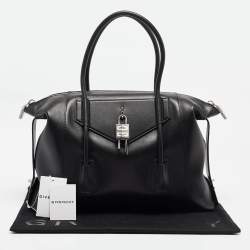 Givenchy Black Leather Medium Antigona Lock Soft Tote