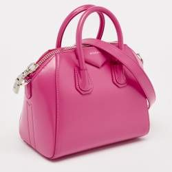 Pre Owned Givenchy Neon Pink Leather Mini Antigona Satchel