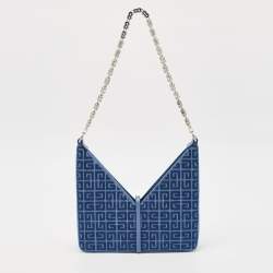 Givenchy Blue Monogram Denim and Leather Cut Out Chain Bag