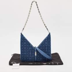 Givenchy Blue Monogram Denim and Leather Cut Out Chain Bag
