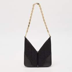 Givenchy Black Denim and Leather Small Cut Out Chain Bag 
