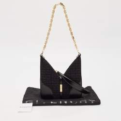 Givenchy Black Denim and Leather Small Cut Out Chain Bag 