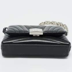 Pre Owned Givenchy Black Quilted Leather Micro 4G Crystal Crossbody Bag