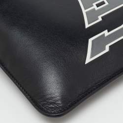 Pre Owned Givenchy Black Leather Logo Print Zip Pouch