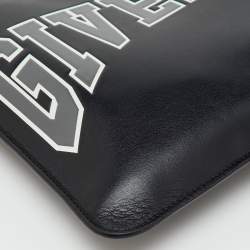 Pre Owned Givenchy Black Leather Logo Print Zip Pouch