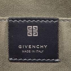 Pre Owned Givenchy Black Leather Logo Print Zip Pouch