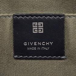 Pre Owned Givenchy Black Leather Logo Print Zip Pouch