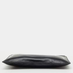 Pre Owned Givenchy Black Leather Logo Print Zip Pouch