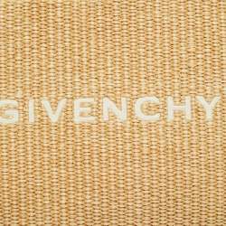 Pre Owned Givenchy Cream/Off White Leather and Raffia Travel Wristlet Pouch